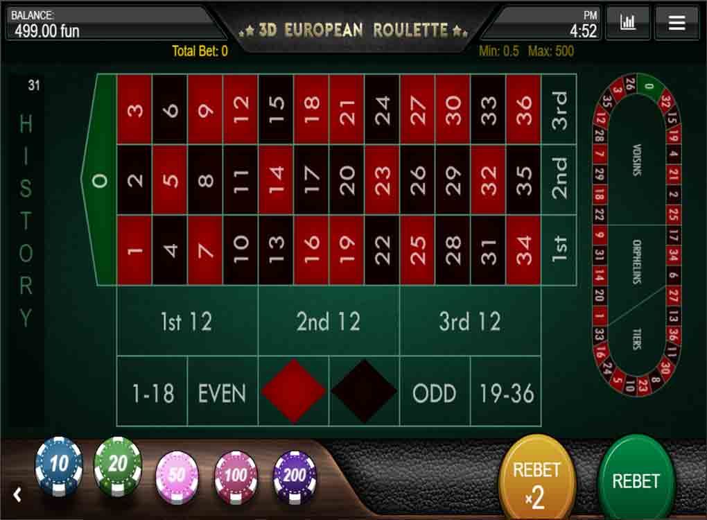 Jouer a 3D European Roulette sur mobile