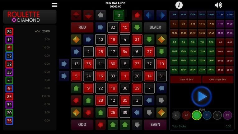 jeu de roulette virtuel sur mobile Diamond Roulette du développeur 1x2 Gaming