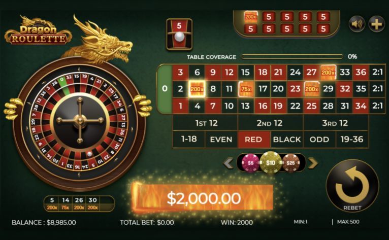 jeu de roulette en ligne virtuelle sur mobile Dragon Roulette du développeur Dragon Gaming
