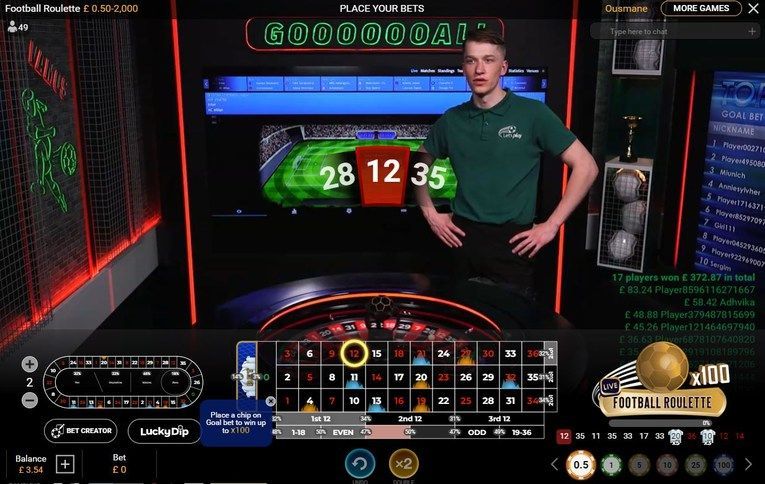 Football Roulette avec croupiers live développeur Playtech