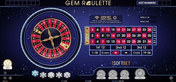 jeu de roulette en ligne virtuelle sur mobile Gem Roulette du développeur iSoftBet