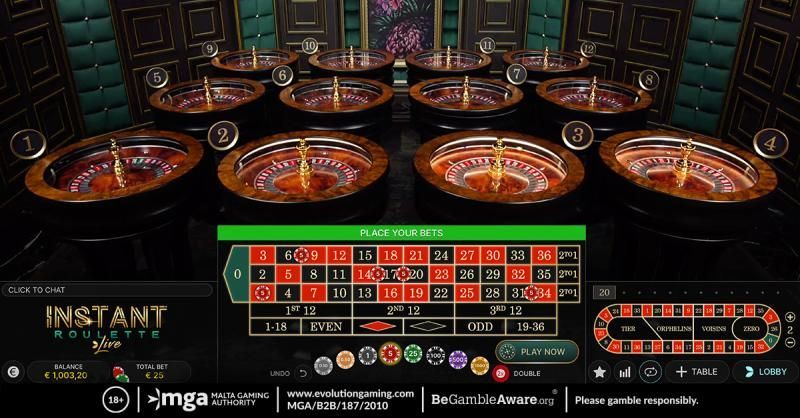 Instant Roulette d’Evolution : la roulette en ligne live la plus rapide du marché.