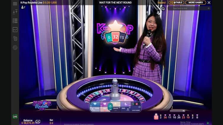 K-Pop Roulette avec croupiers live développeur Playtech