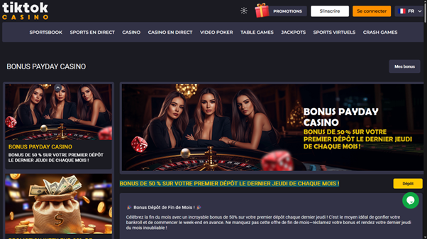 Profitez du Bonus Payday Casino de 50% en jouant à la roulette sur Tiktok Casino.