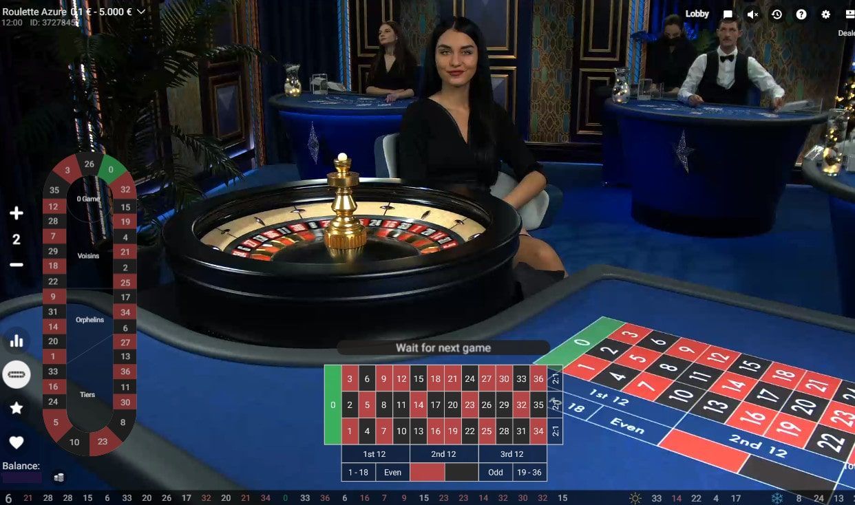Roulette Azure Live avec croupiers en direct développeur Pragmatic Play