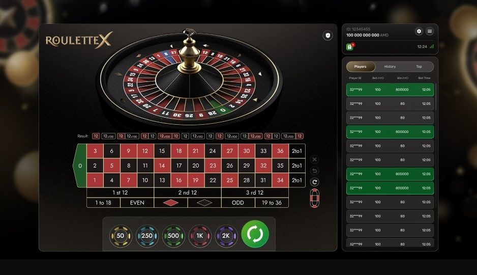 jeu de roulette en ligne virtuelle sur mobile Roulette X du développeur Galaxsys