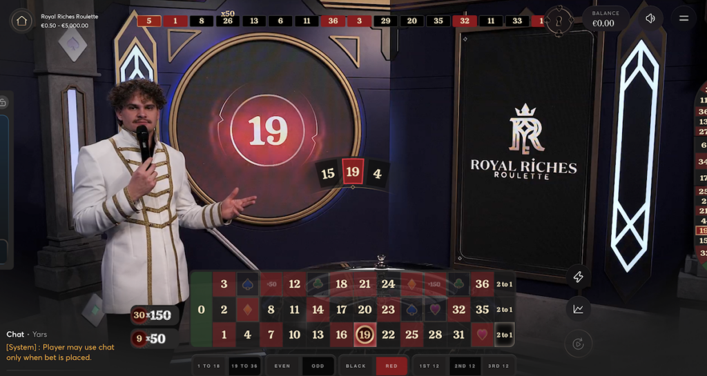Royal Riches Roulette Live avec croupiers en direct développeur Bombay Live