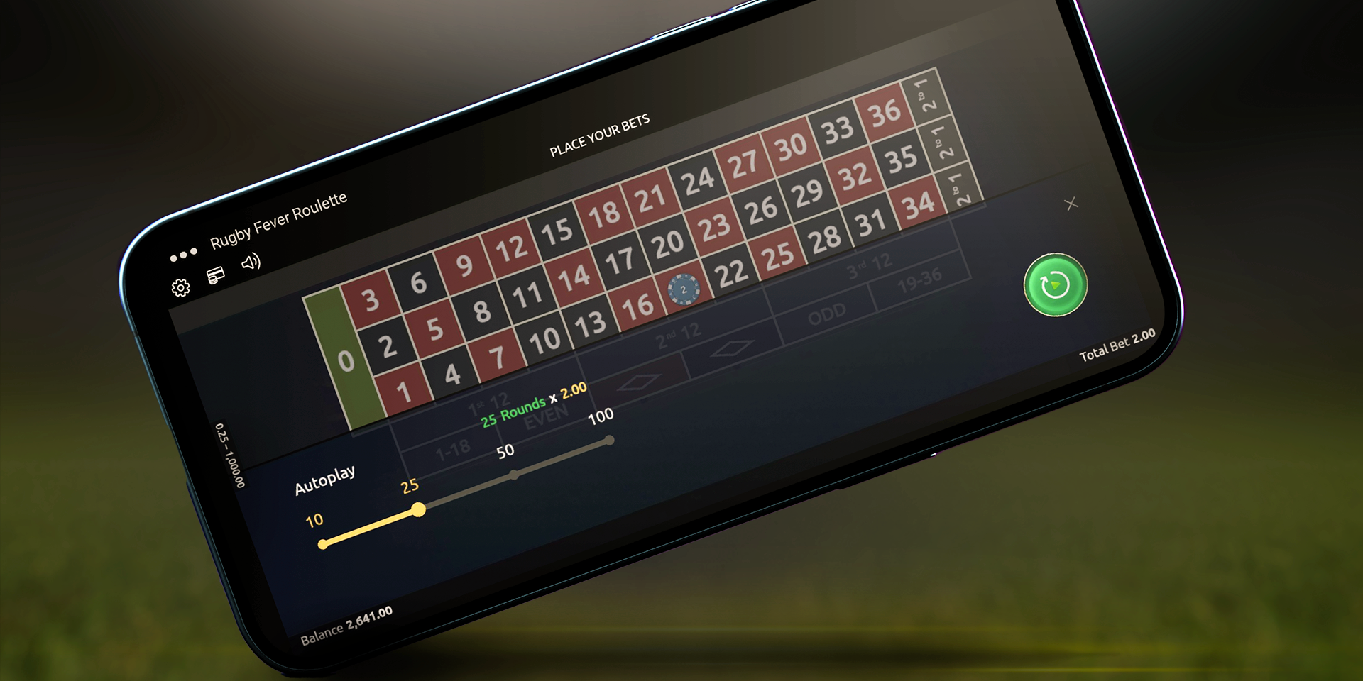 le jeu de roulette live Rugby Fever Roulette du développeur Real Dealer Studios