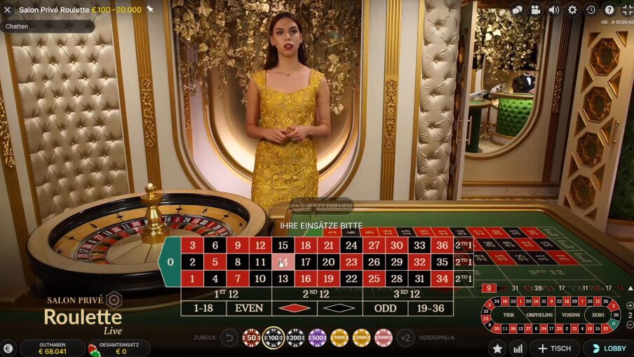 jeu de roulette sur mobile avec croupiers Salon Privé Roulette d'Evolution