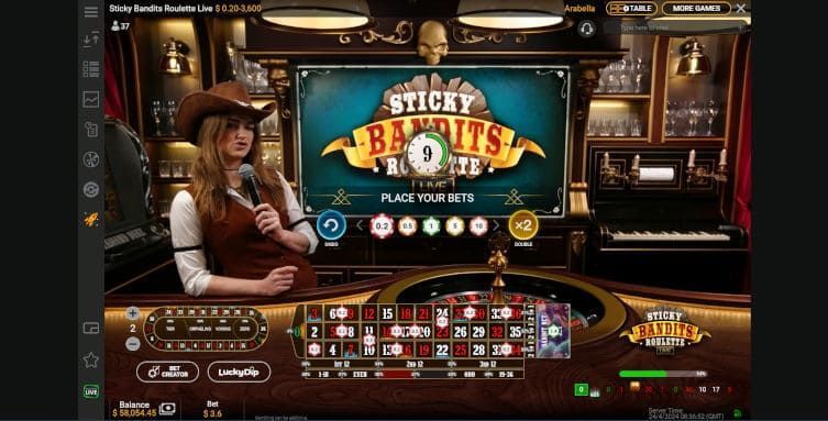 Sticky Bandits Roulette avec croupiers live développeur Playtech