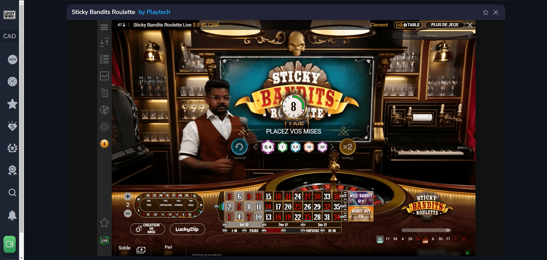 Sticky Bandits Roulette jeu de roulette en ligne live sur smartphones et tablettes