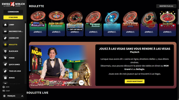 Swiss4Win : le must des casinos en ligne en Suisse pour les amateurs de roulette helvètes.