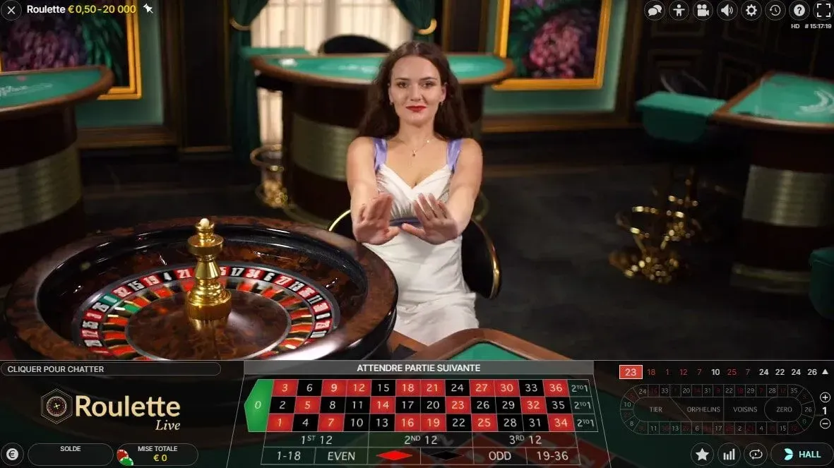 Découverte : la Roulette Francophone en direct d'Evolution sur les mobiles modernes.