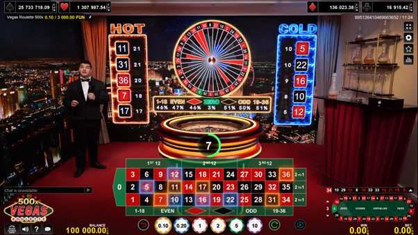 Vegas Roulette 500x Live avec croupiers en direct développeur Amusnet
