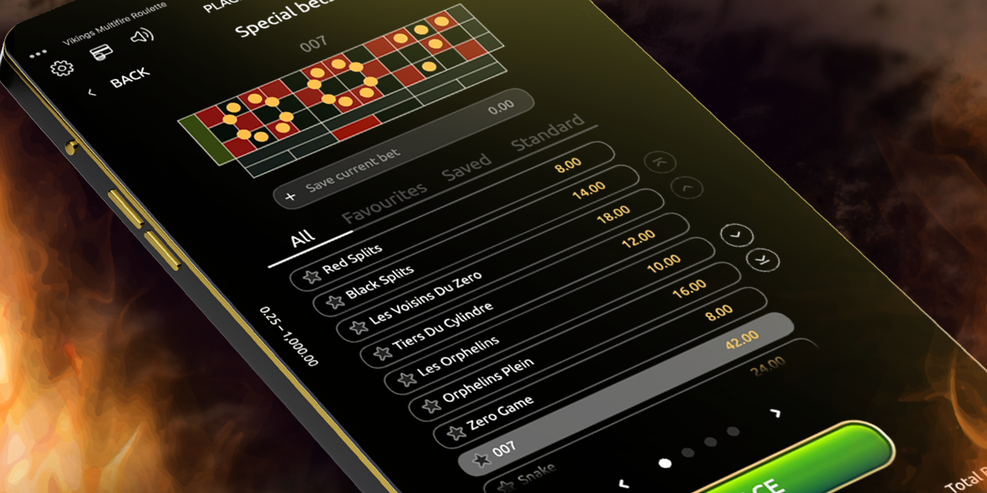 jeu de roulette virtuel sur mobile Vikings Multifire Roulette du développeur Real Dealer Studios