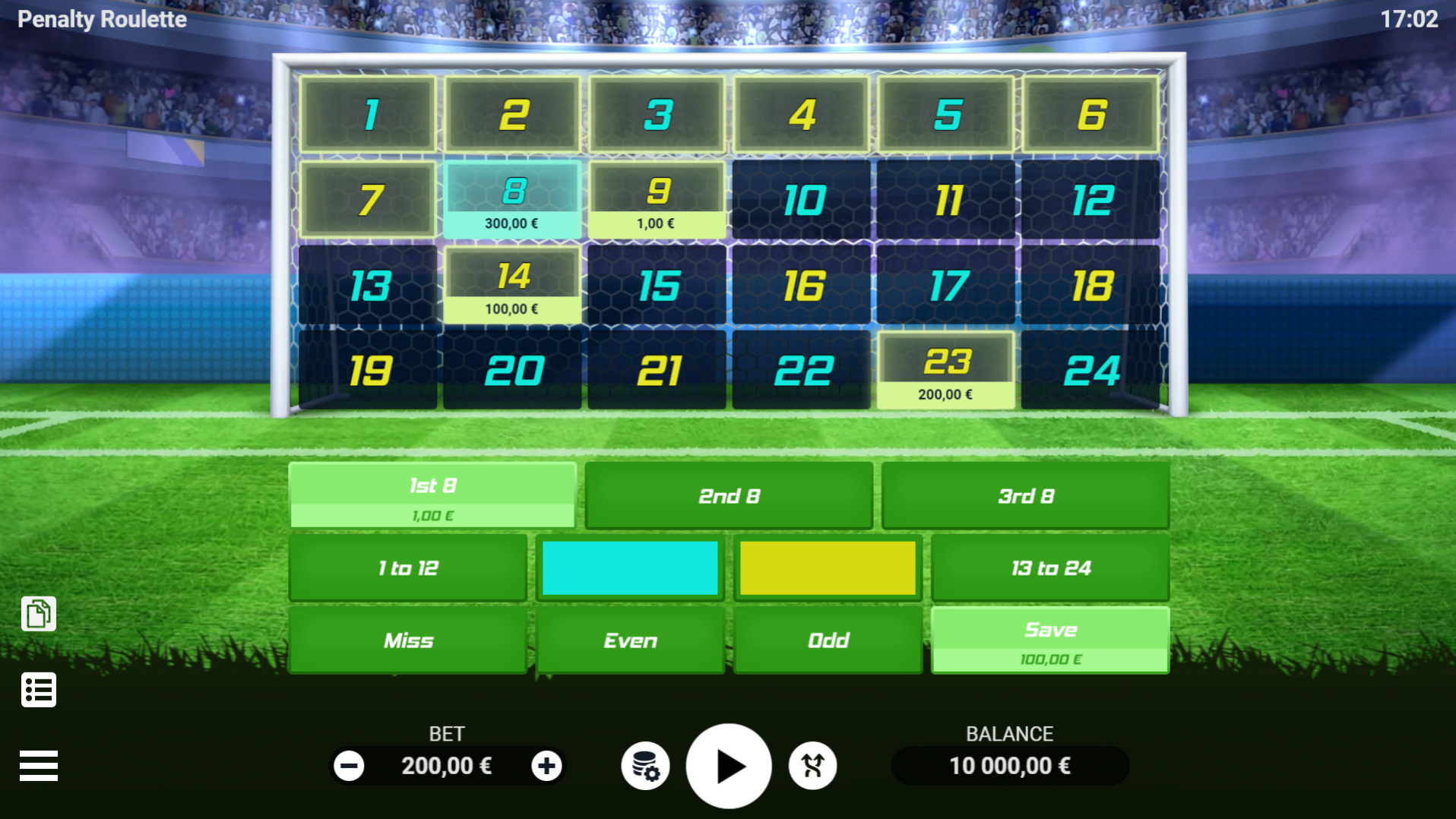 Le jeu de roulette en ligne virtuelle Penalty Roulette du développeur Evoplay