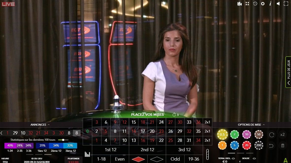 Jouer à la roulette en ligne live sur mobile Portomaso Casino à Malte