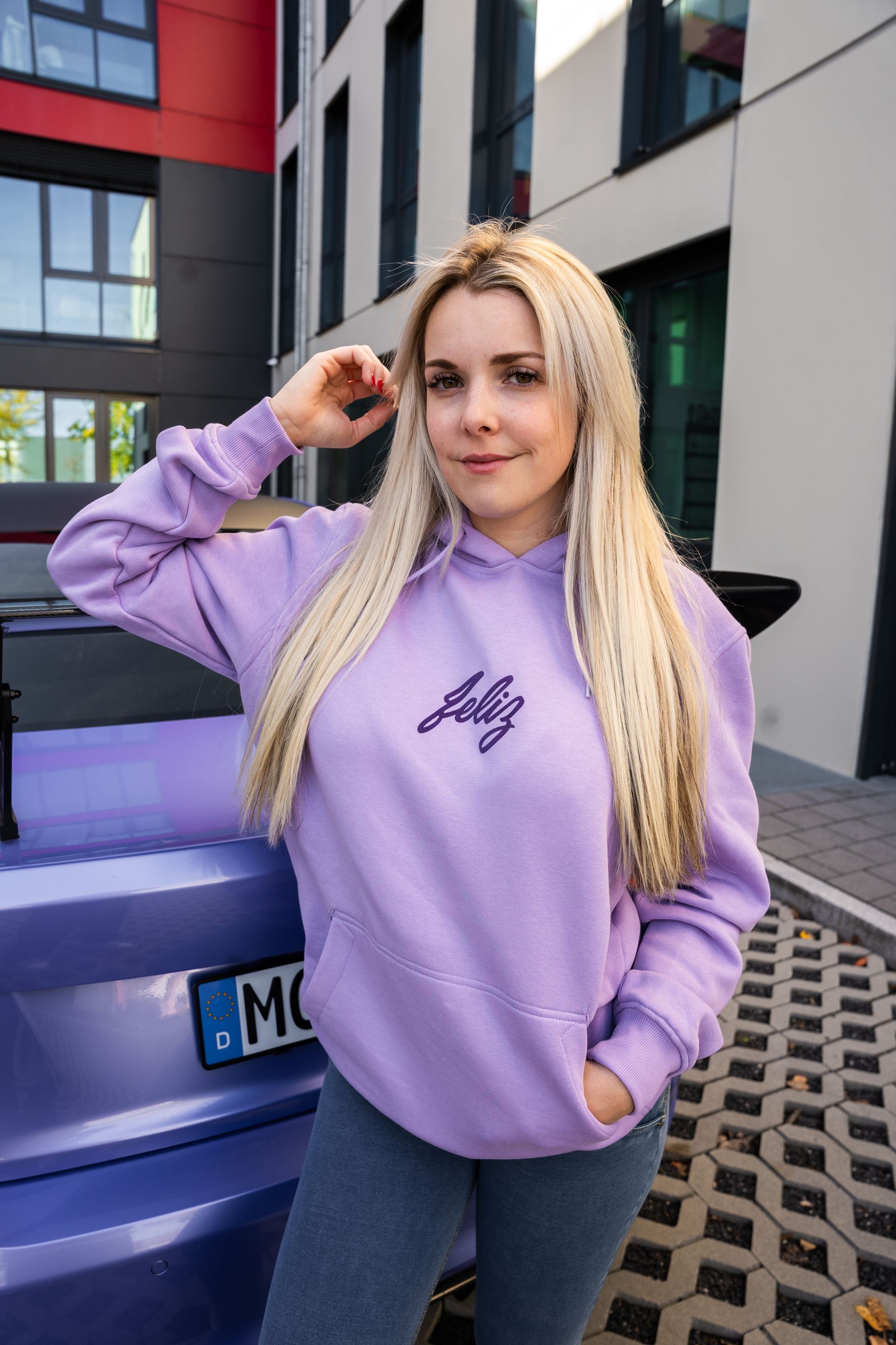 Feliz Basic Hoodie Violett Unisex