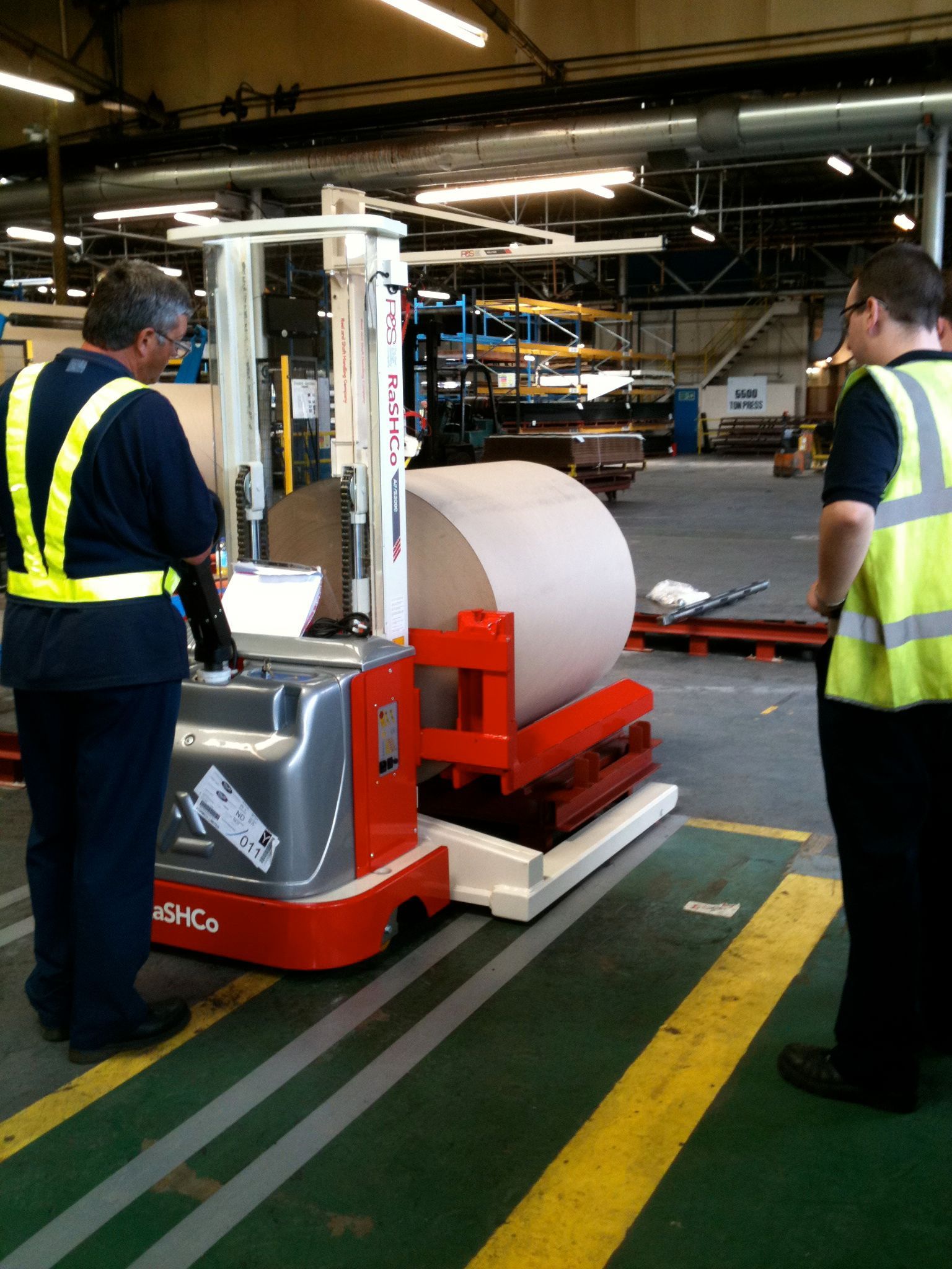 Angled fork Paper Roll Transporter for Formica