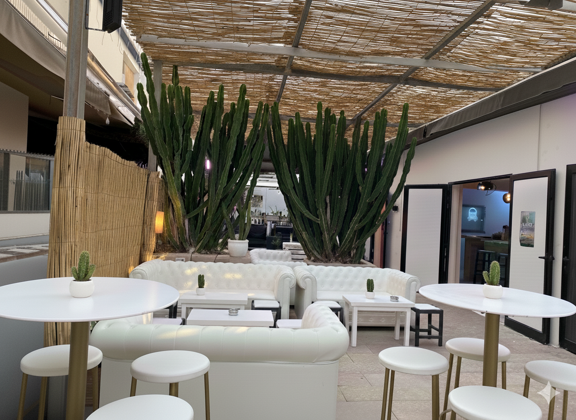 Bar con plantas decorativas y luz natural Es Pujols