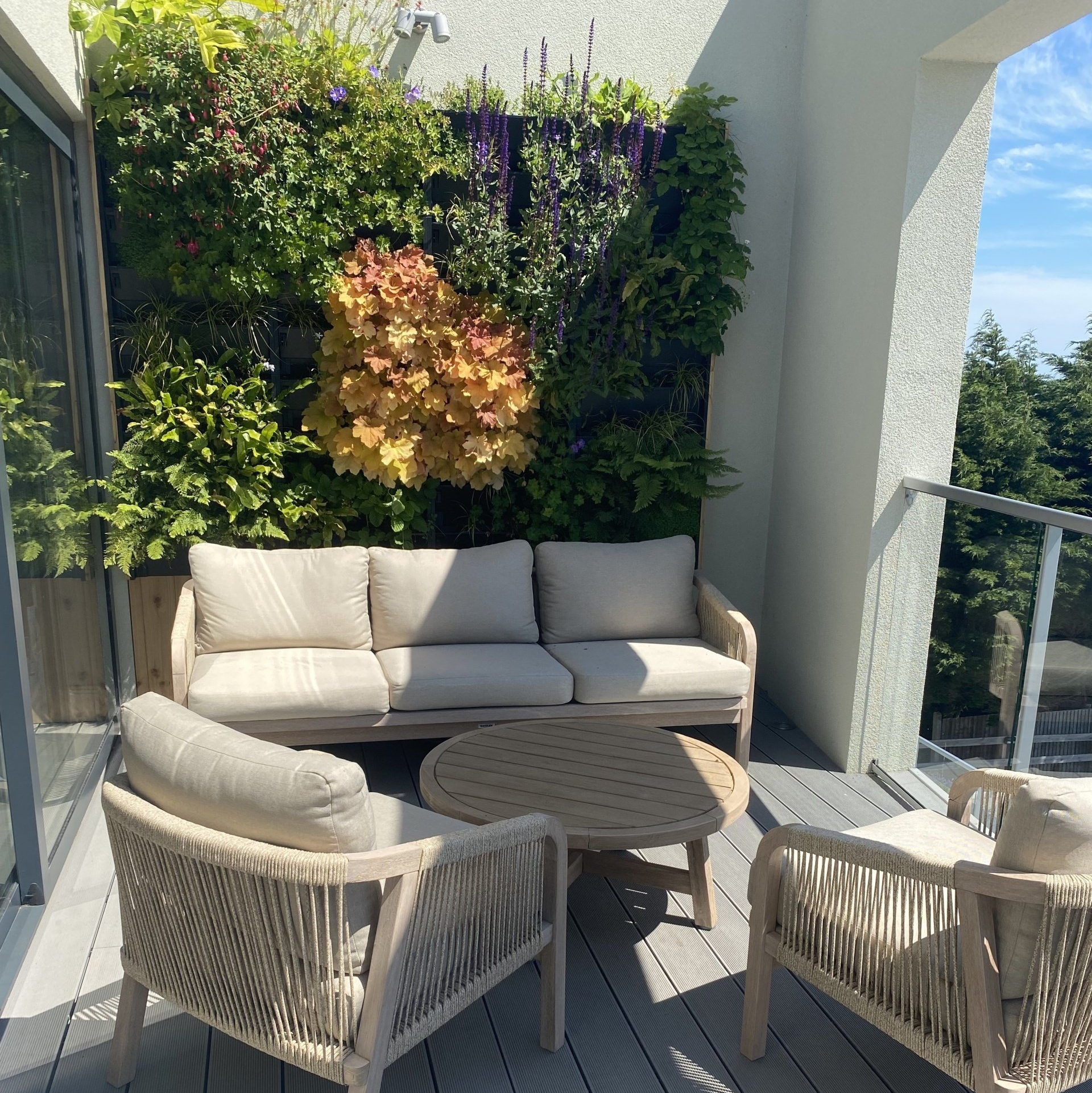 Vertical planting on balcony