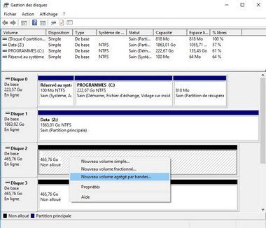 création de Raid0 sous windows10