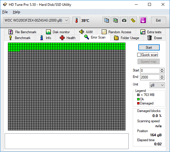 HD Tune diagnostiquer un disque dur