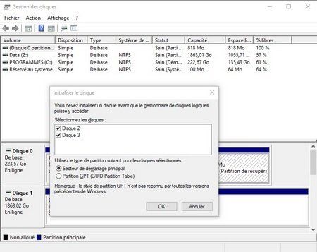 Initialiser des disques Raid0