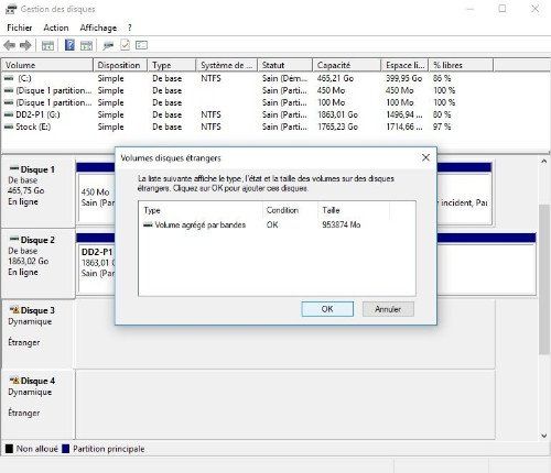 Raid0 logiciel reconnu