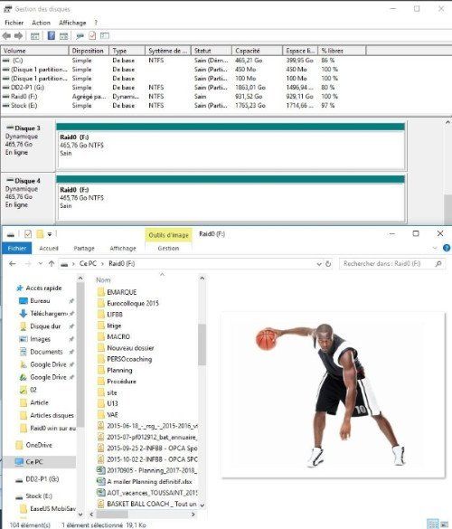 Raid 0 logiciel windows monte et accessible