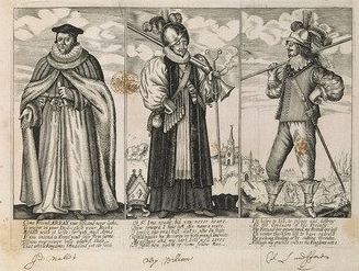 Woodcut of colonel Lundsford wearing a montero or mountere cap