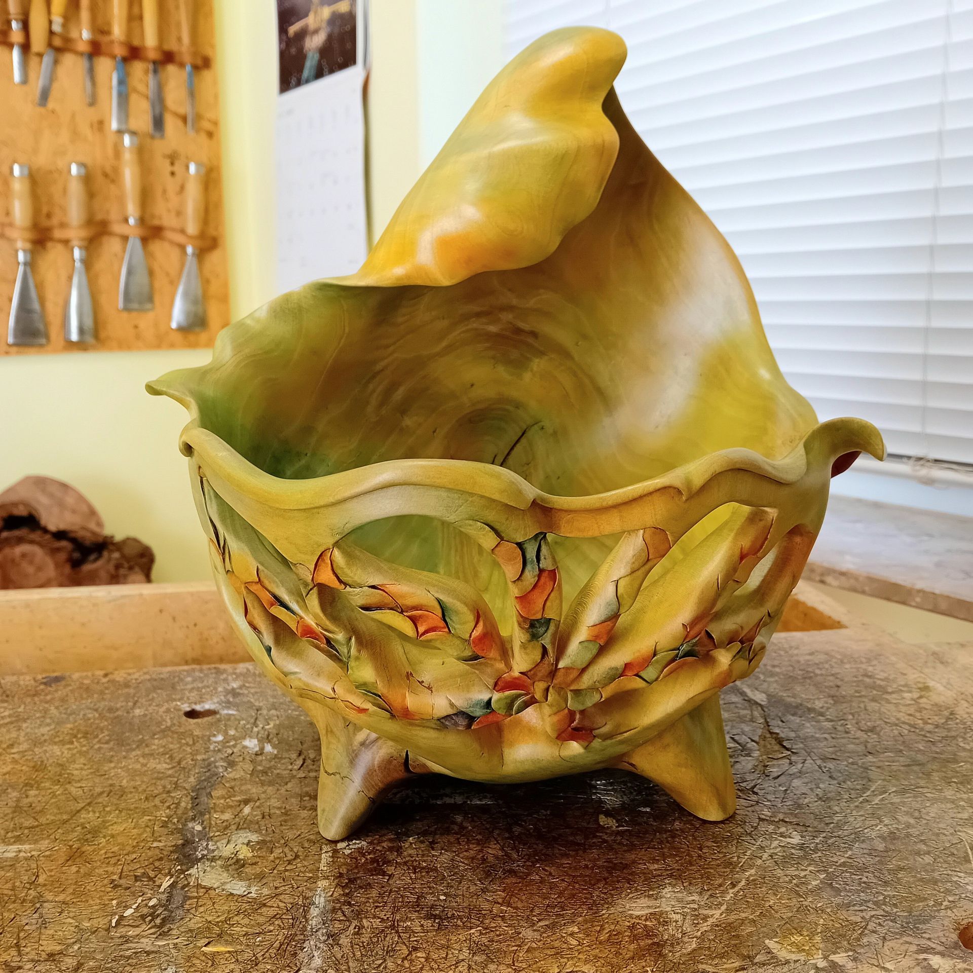 Holzskulptur Schale Leaf Holzbildhauer Ralph Hübschmann
