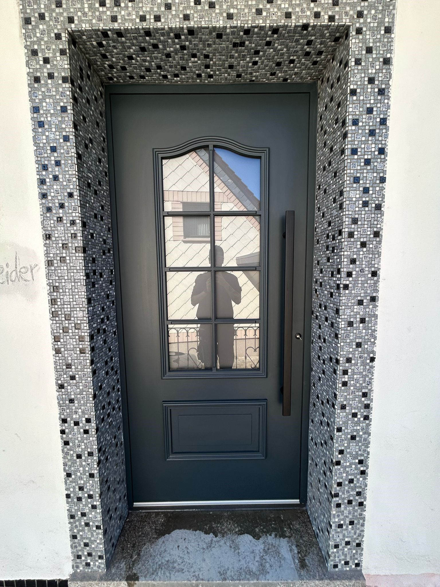 Haustür Klauke neue Alu Haustür von Klauke im klassischen Design, Farbe anthrazit mit schwarzem Griff