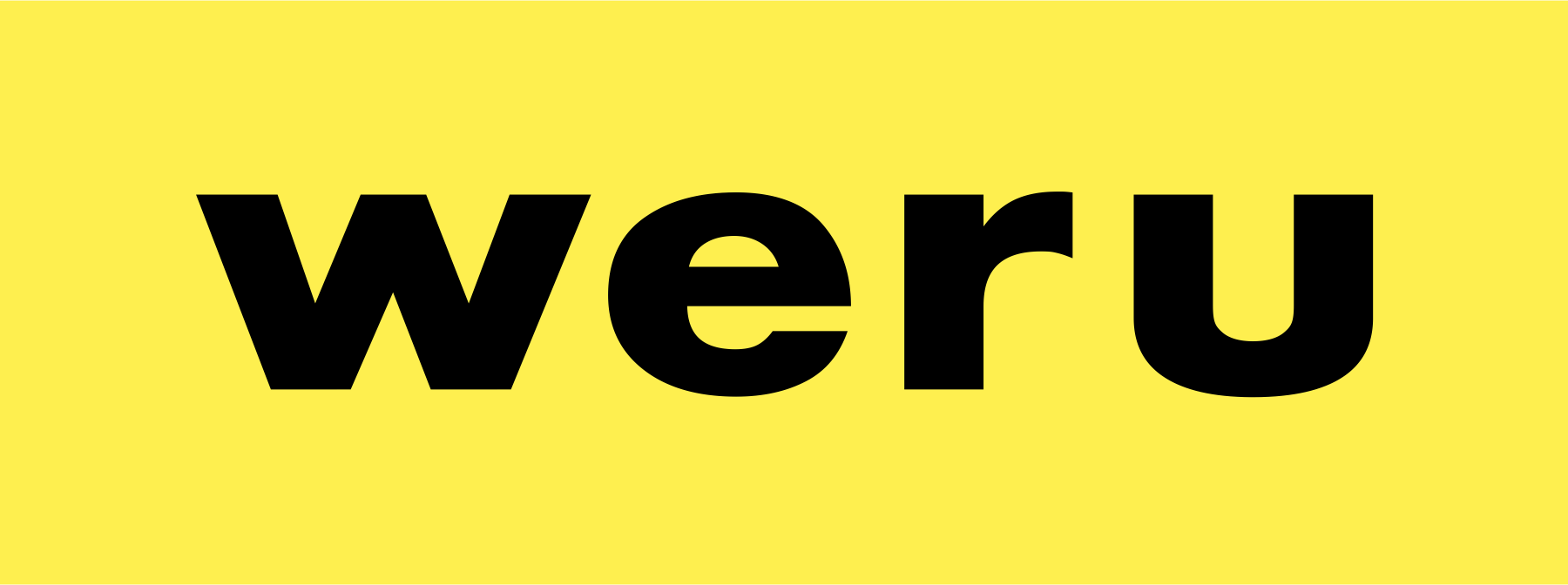 Das Weru Logo in schwarzer Schrift und gelbem Hintergrund.