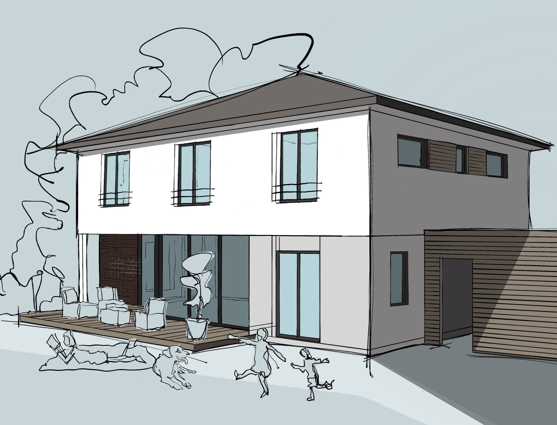 Wohnhaus Entwurfszeichnung Grübbel Architektur. Atelier. Wohnhaus Entwurf