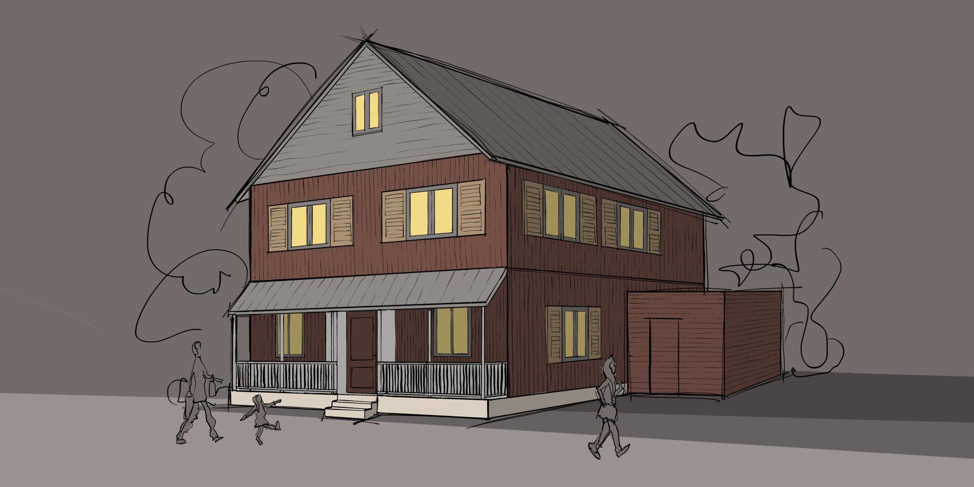 Projekt: Einfamilienhaus mit Veranda im Eingangsbereich