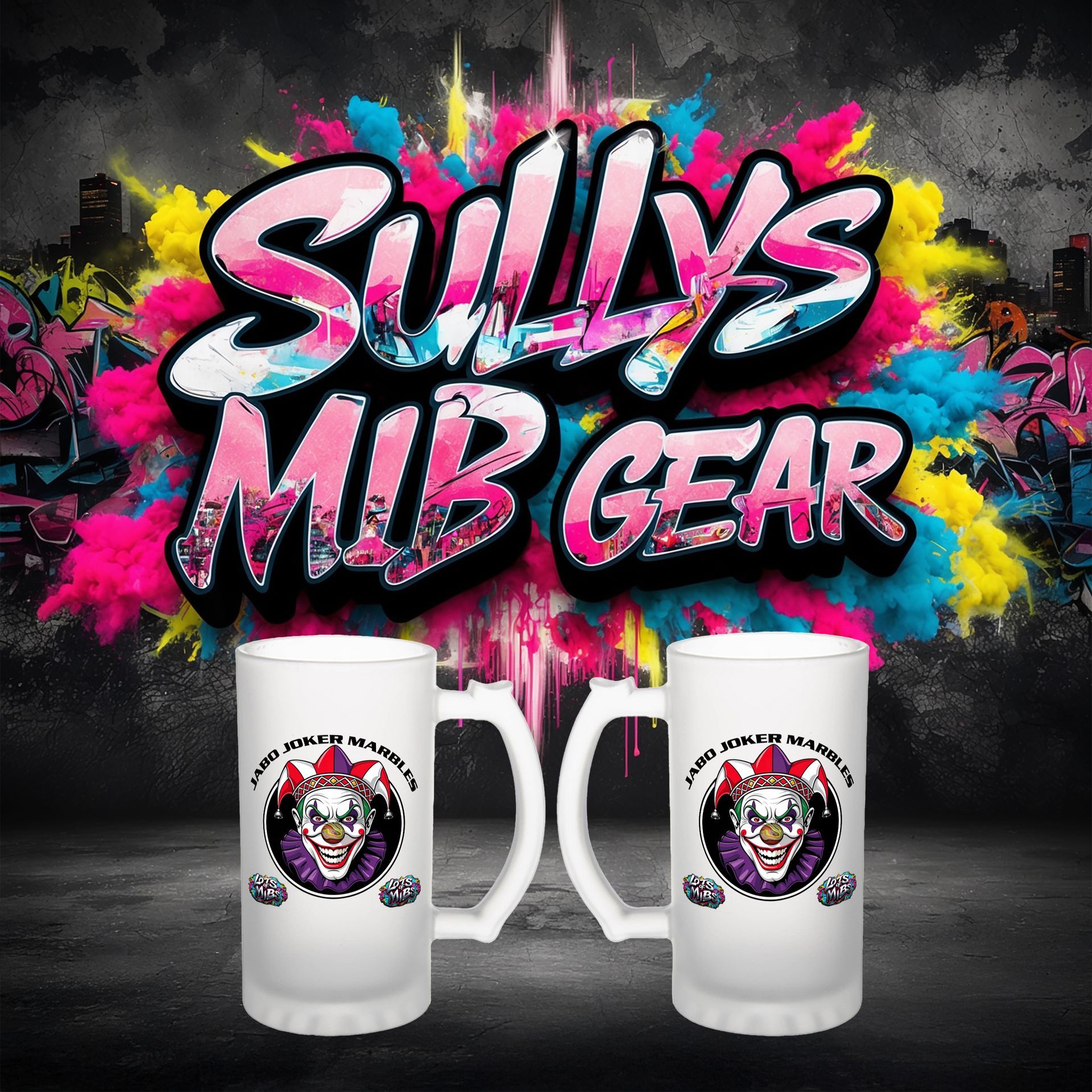 sullys jabos marbles, apparel, mugs