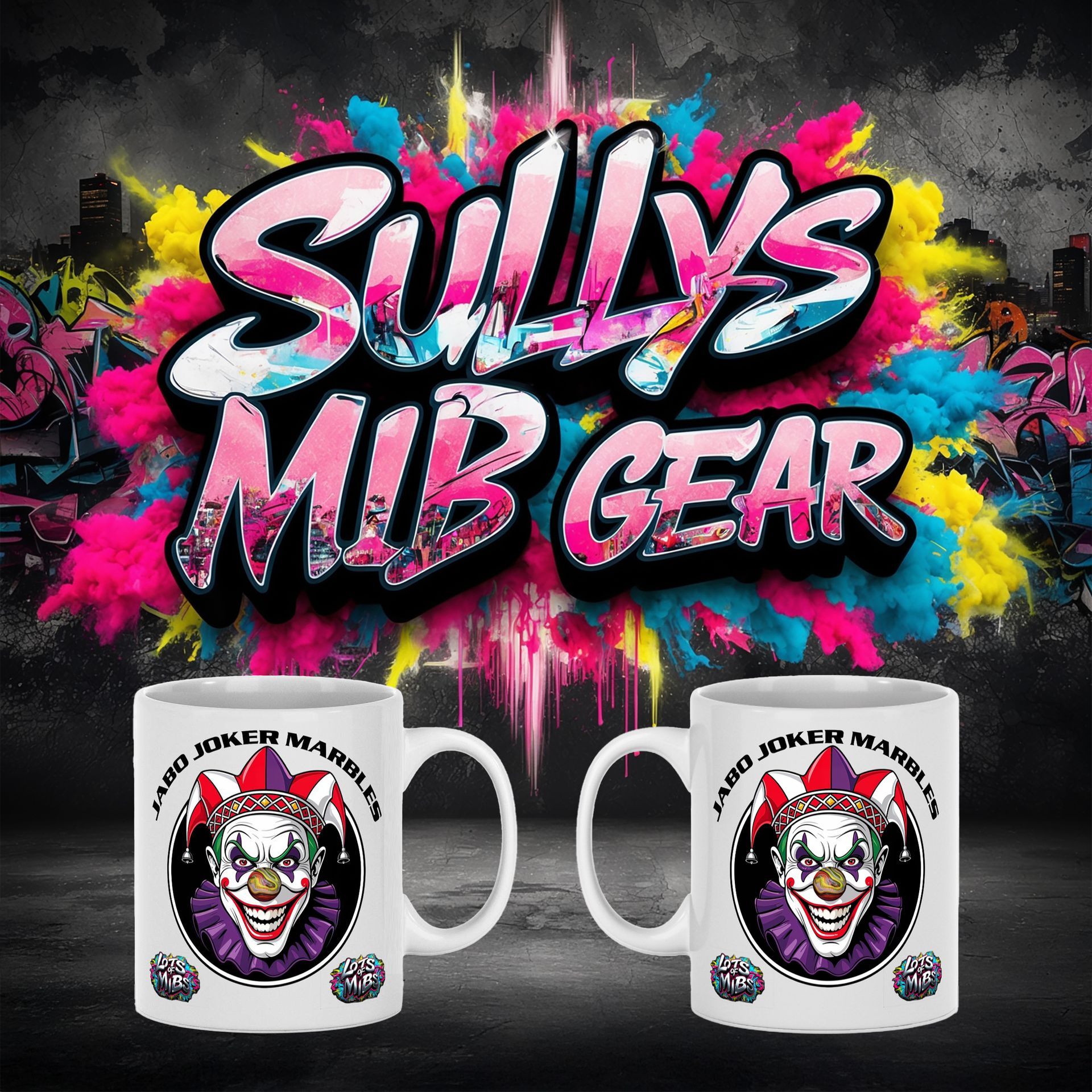 sullys jabos marbles, apparel, mugs