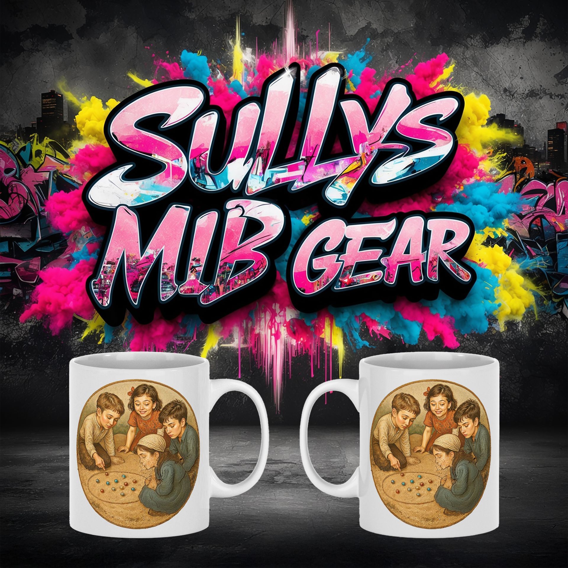 sullys jabos marbles, apparel, mugs