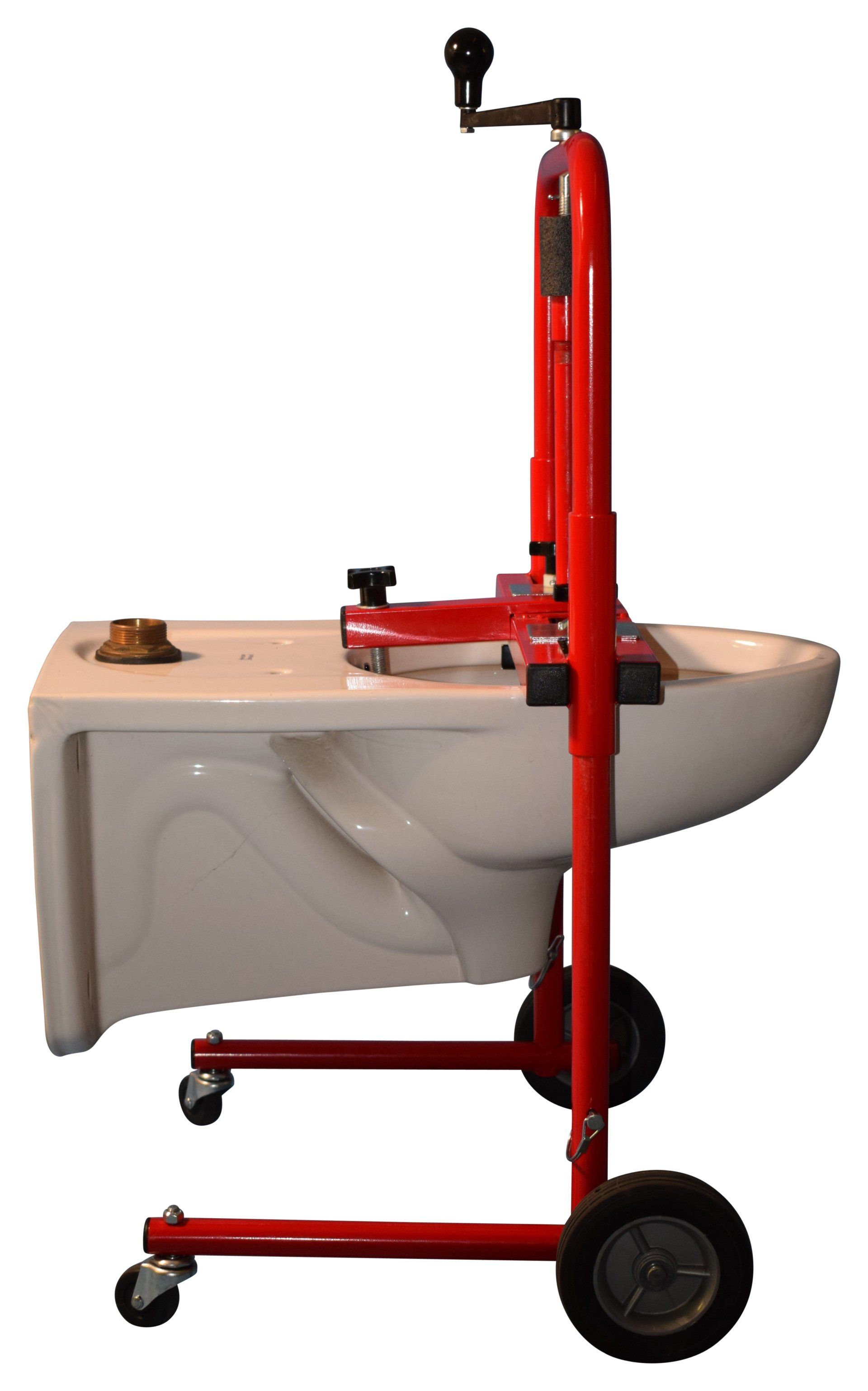 Toilet lifter tool lifts the rim of toilet up to 20 inches off of the ground.