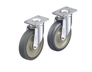 Light-medium duty casters with plate