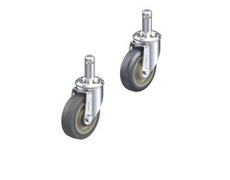 Light duty neoprene wheeled casters with hollow kingpin