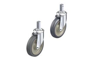 Light-medium duty casters with square stem and cross hole