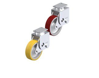 Heavy duty kingpinless shock absorbing casters