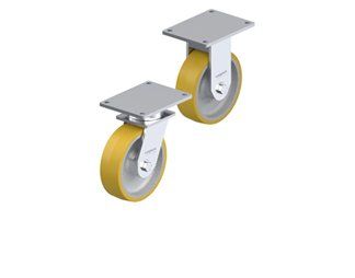 Extra heavy duty dual raceway kingpinless casters