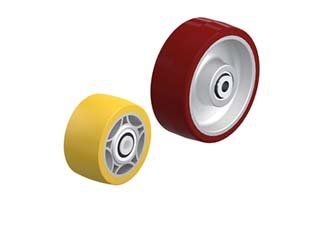 Flat cast polyurethane wheels on aluminium core