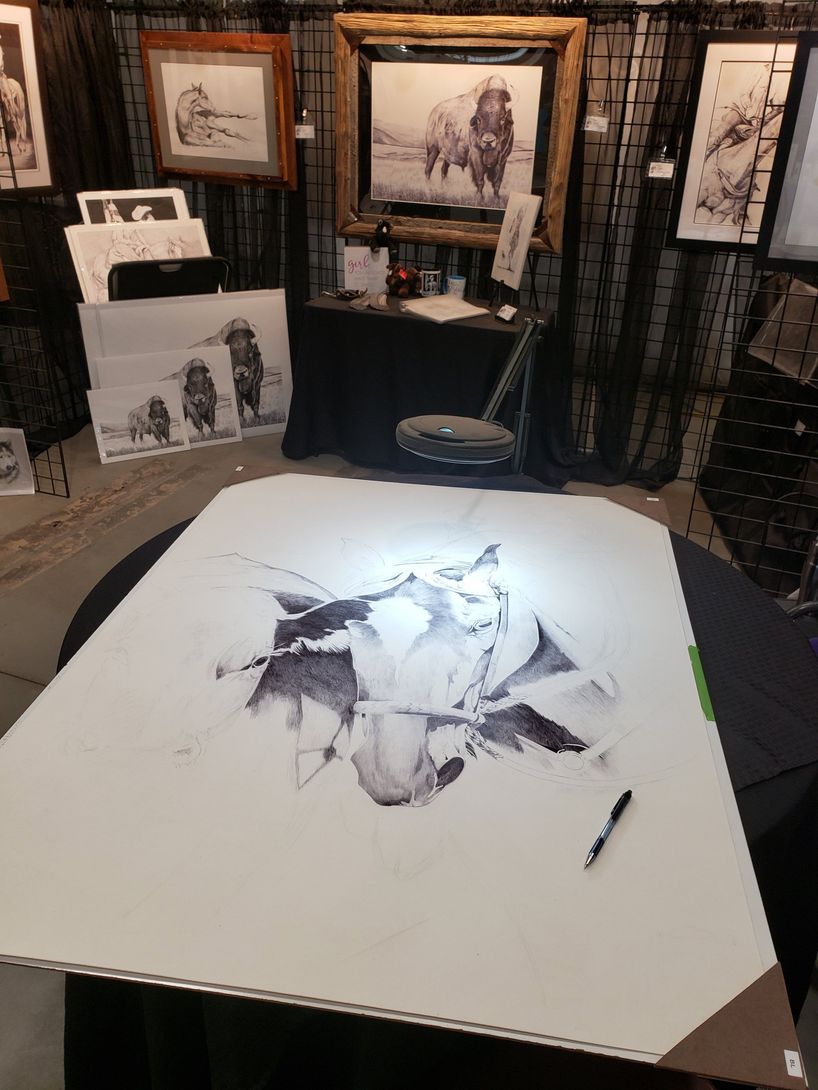 ballpoint art rodeo art cowyboy art bronc rider