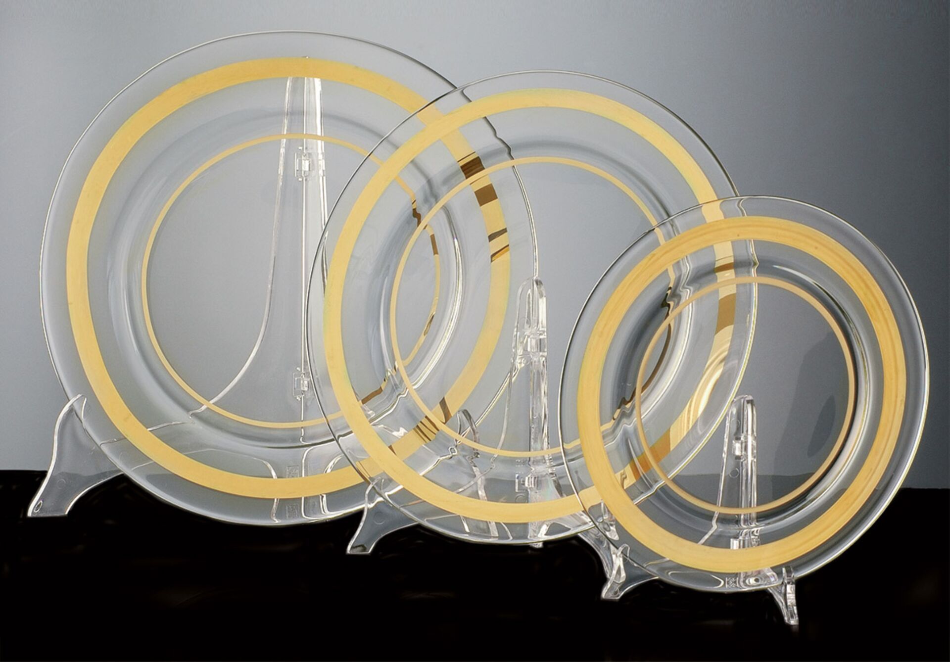 Kristallglasteller Goldrand
