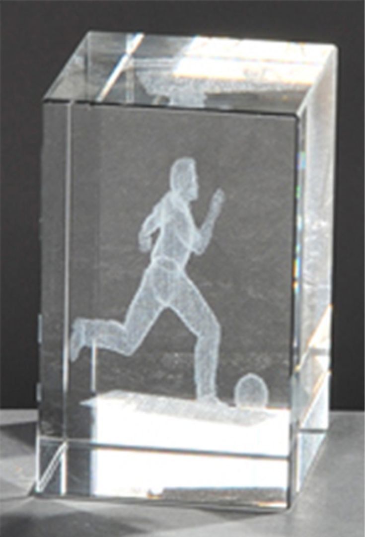 3D Glastrophäe Fußballer