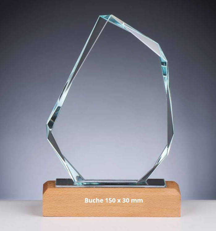 Glasaward auf Holzsockel